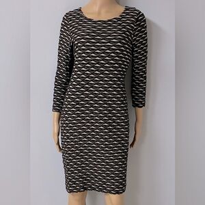 Calvin Klein Black and Cream Patterned Dress 12